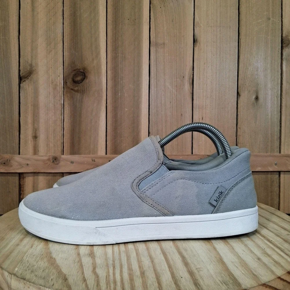 Kizik‎ Venice Shoes Womens 9 Gray Canvas Slip On Comfort Hands Free Sneakers